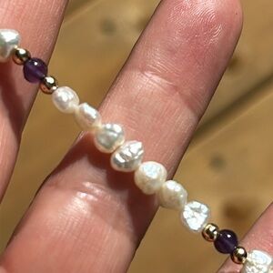 14K Pearl and Amethyst Bracelet